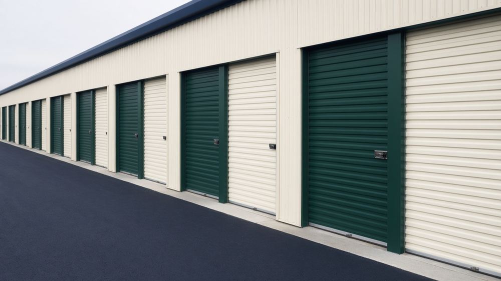 Drive-up self-storage facility with roll-up unit doors